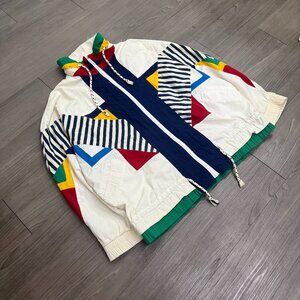 Vintage Braetan Jacket Women’s Retro 80s Color Block Multi-Pattern - Size Medium